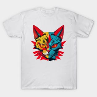 Funky Cat Head Pop Art T-Shirt